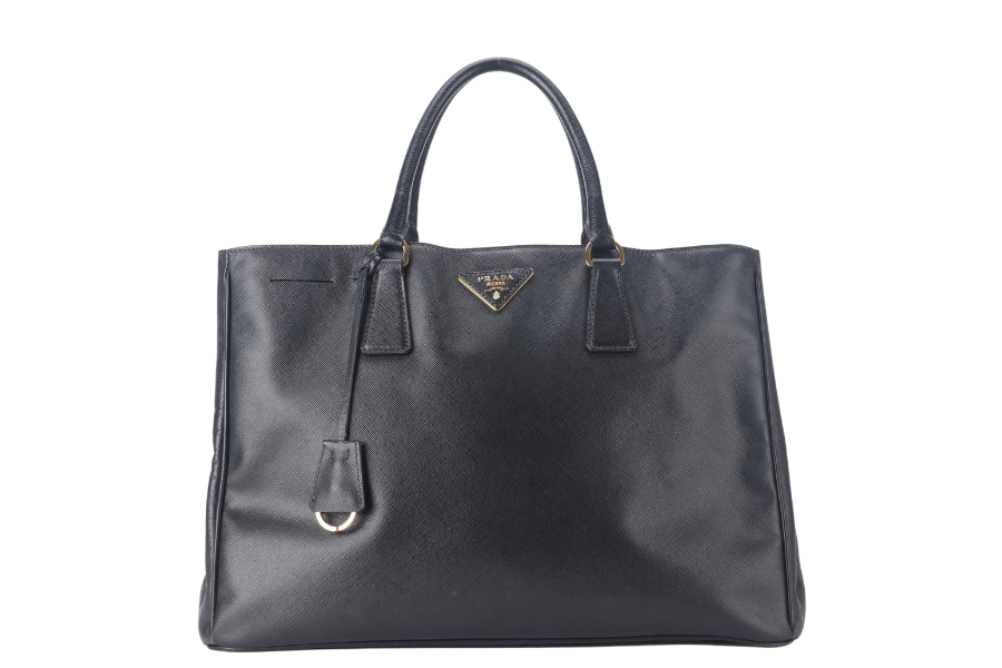 PRADA SAFFIANO LUX BLACK LEATHER (BN2274) GOLD HARDWARE WITH STRAPS, CARD AND DUST COVER