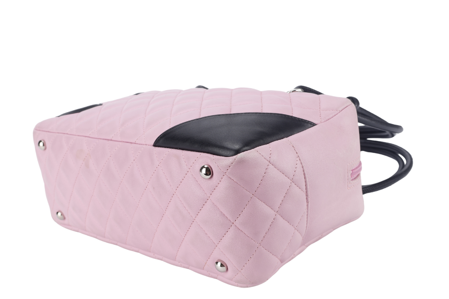 CHANEL CAMBON LINE (9139xxxx) LARGE PINK CALFSKIN LEATHER SILVER HARDWARE WITH DUST COVER