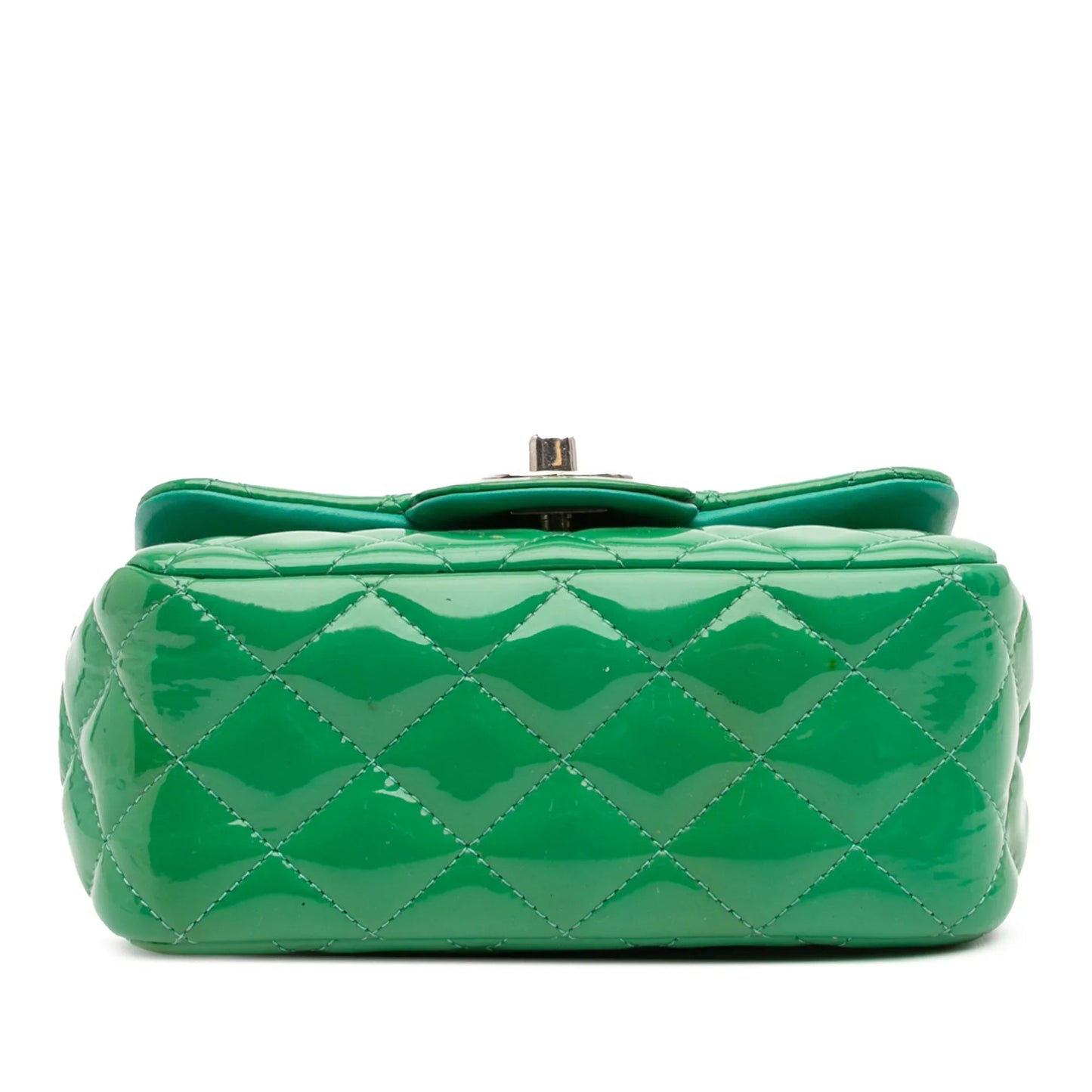 Green Chanel Mini Square Classic Patent Single Flap Crossbody Bag