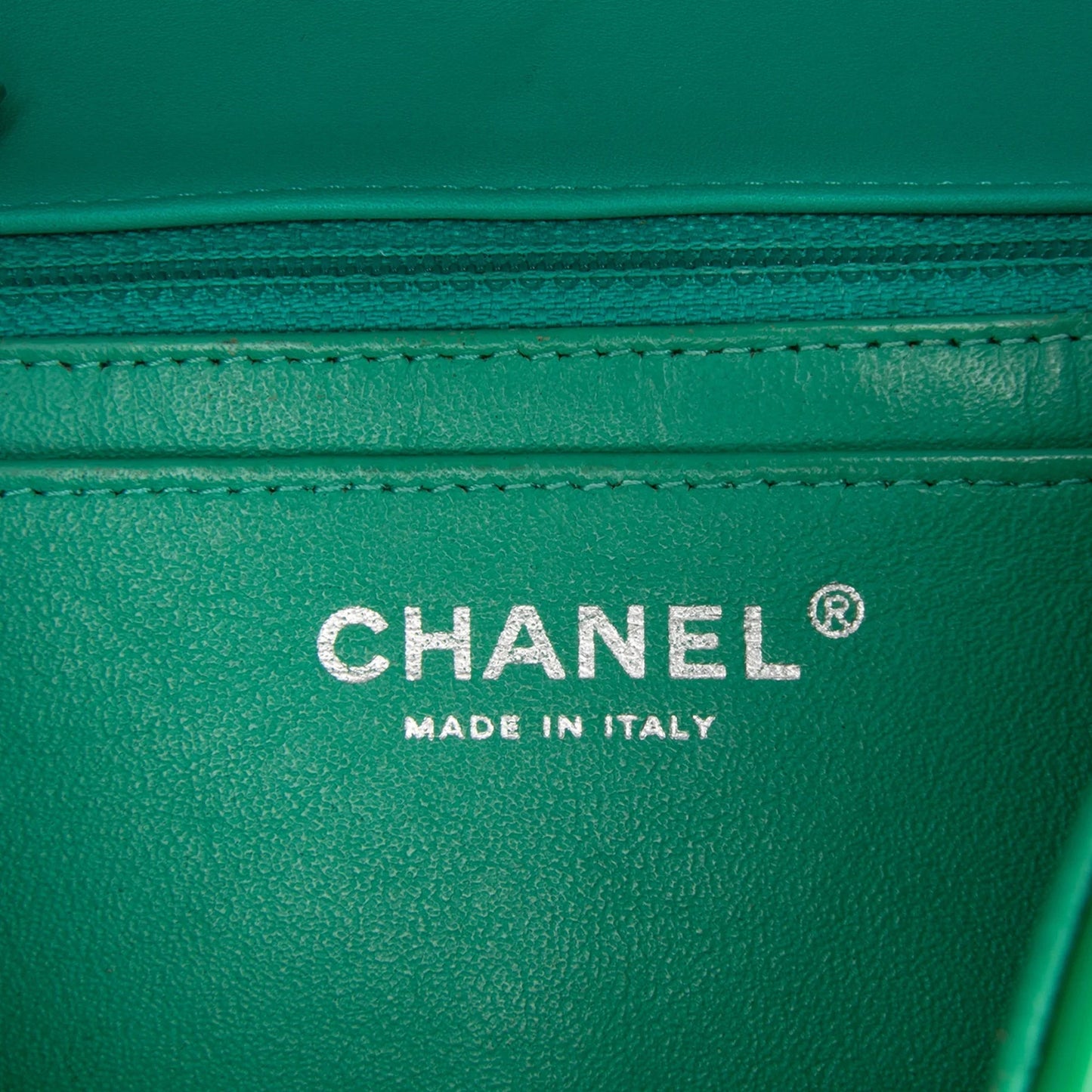 Green Chanel Mini Square Classic Patent Single Flap Crossbody Bag