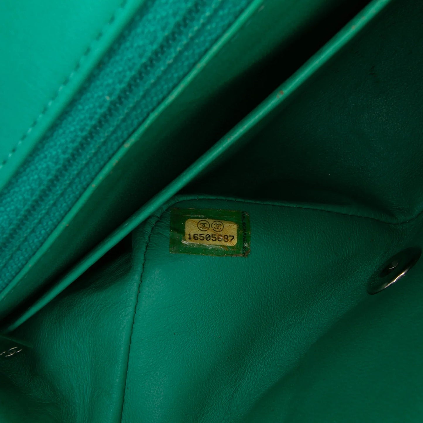 Green Chanel Mini Square Classic Patent Single Flap Crossbody Bag
