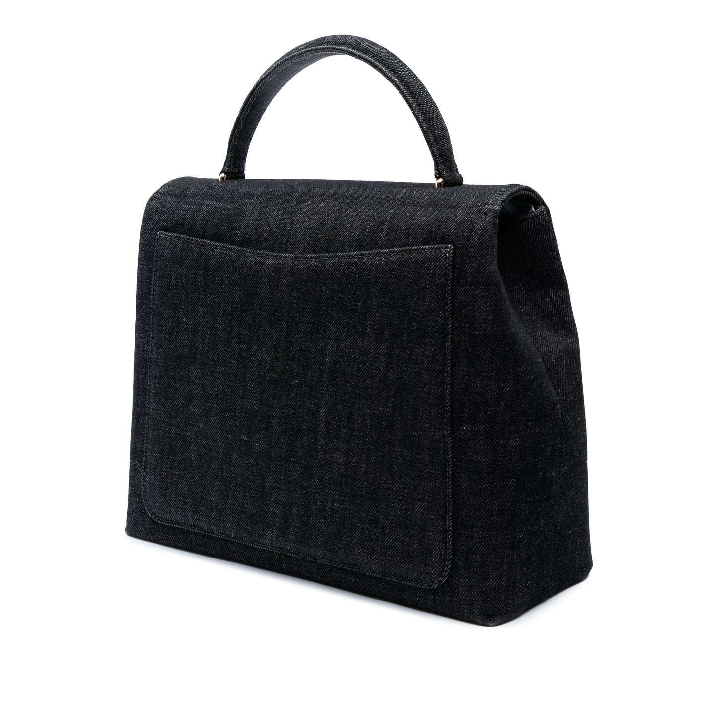 Black Chanel CC Denim Kelly Top Handle Bag