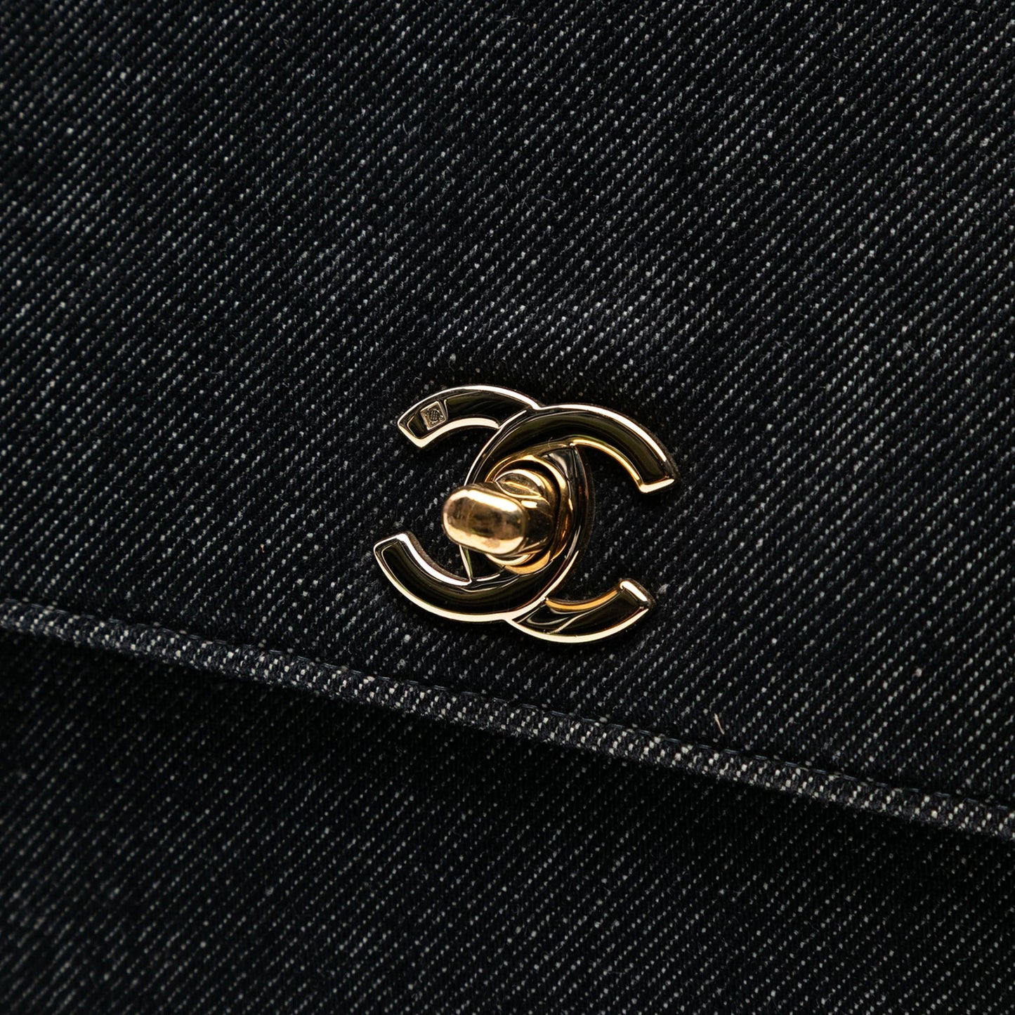 Black Chanel CC Denim Kelly Top Handle Bag
