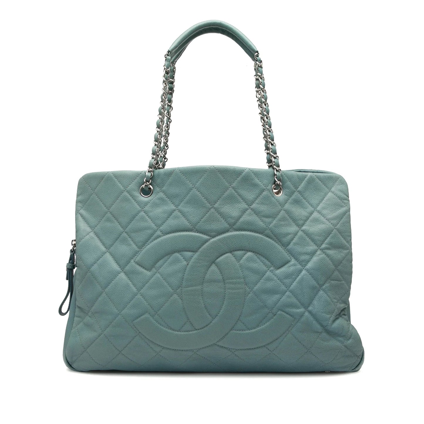 Teal Blue Chanel Quilted Caviar Timeless Tote XL