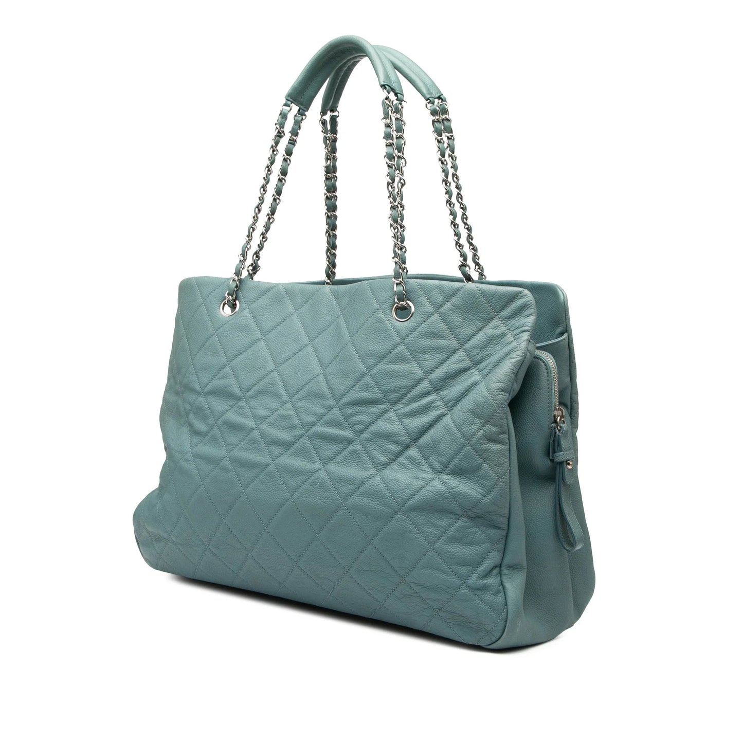 Teal Blue Chanel Quilted Caviar Timeless Tote XL