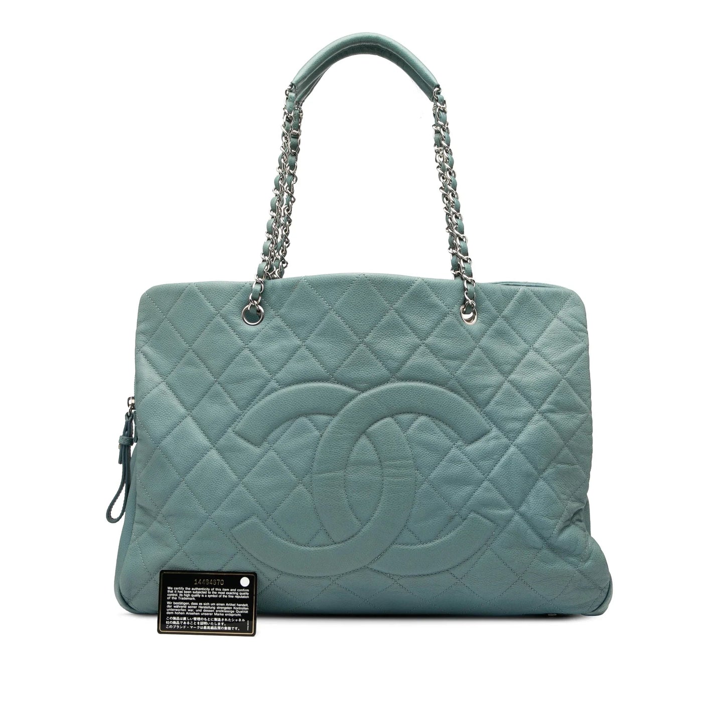Teal Blue Chanel Quilted Caviar Timeless Tote XL
