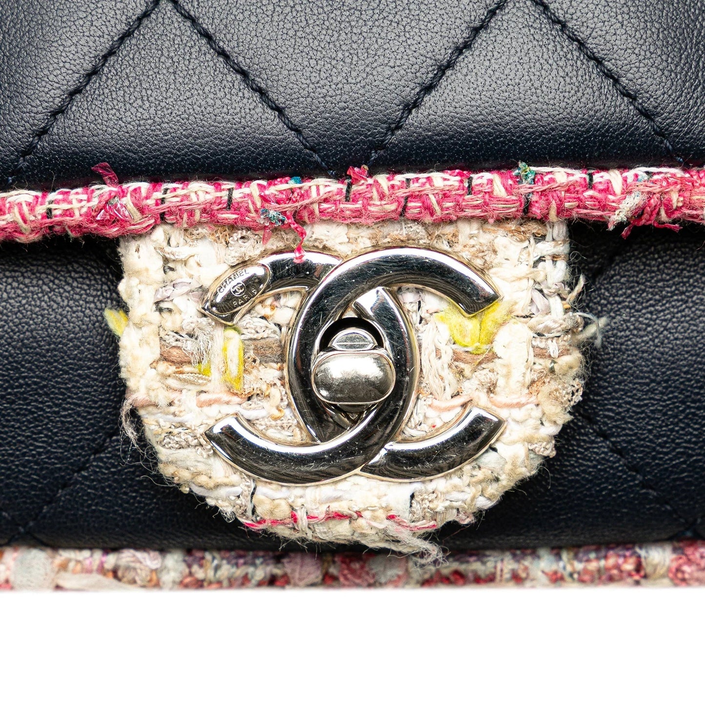 Blue Chanel Quilted Lambskin and Tweed Elegant Trim Flap Satchel
