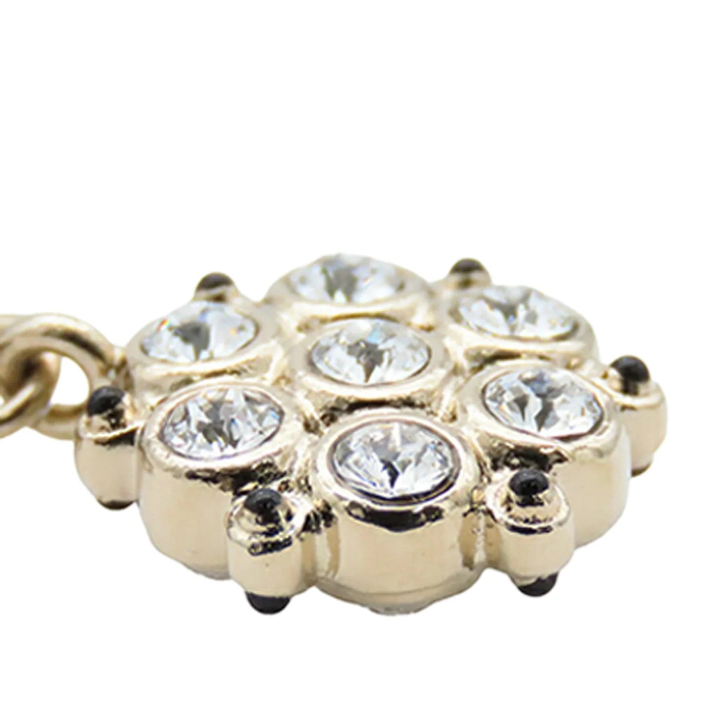 Gold Chanel Gold Plated Enamel CC and Rhinestones Flower Pendant Necklace