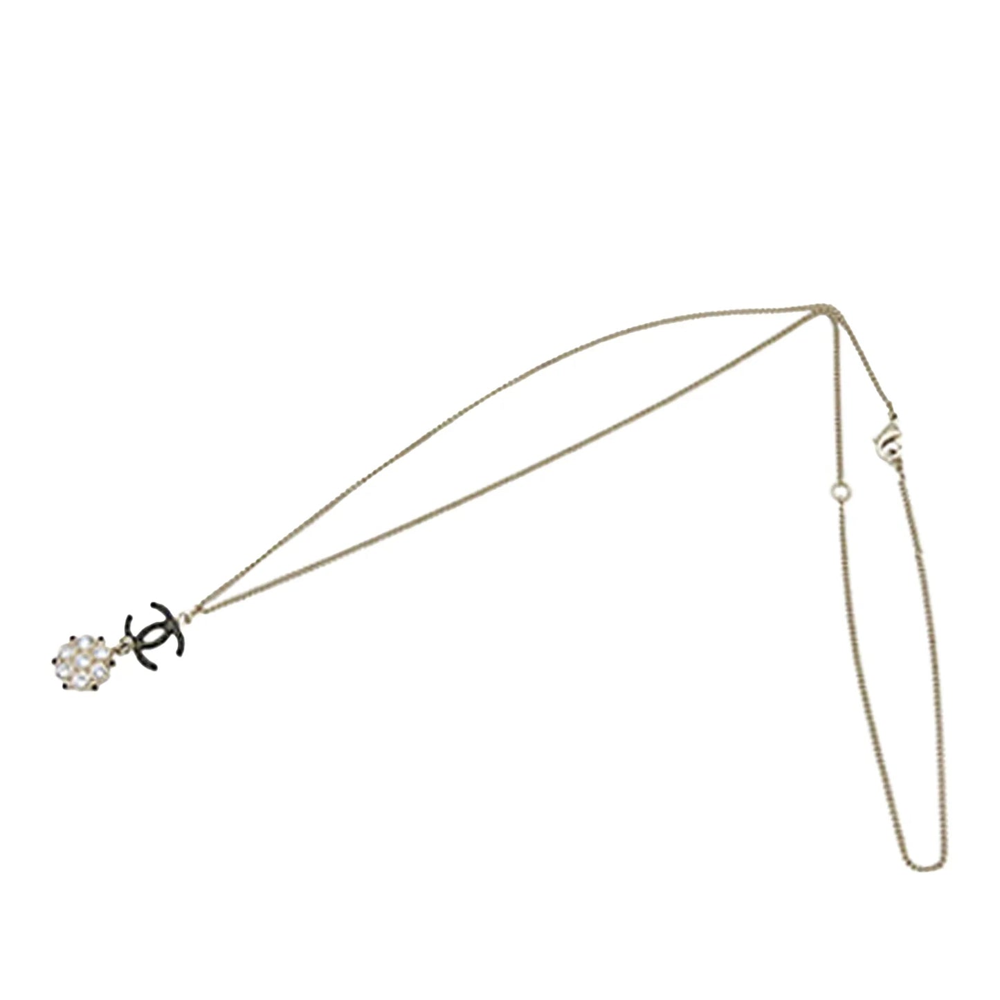 Gold Chanel Gold Plated Enamel CC and Rhinestones Flower Pendant Necklace