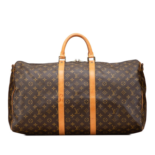 Brown Louis Vuitton Monogram Keepall Bandouliere 55 Travel Bag