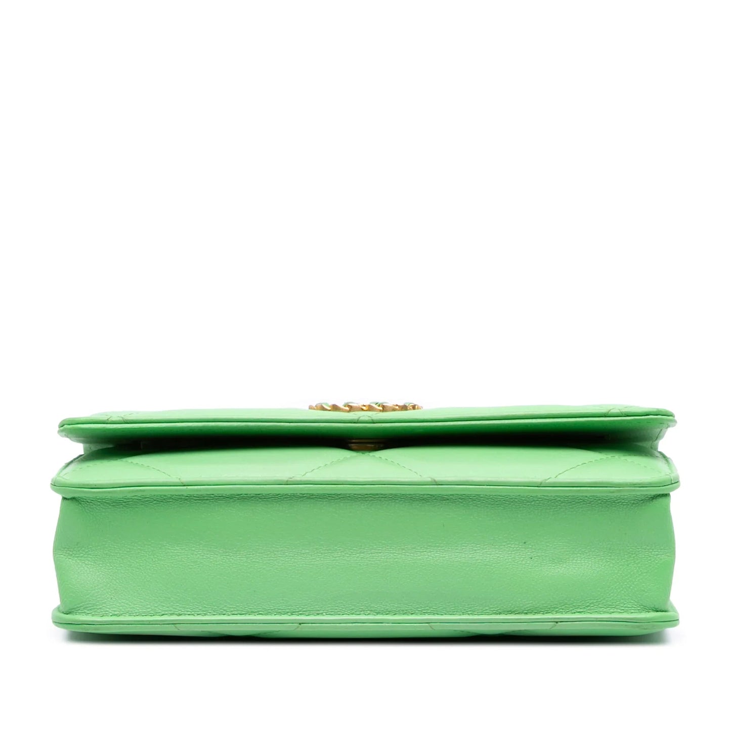 Green Chanel Quilted Lambskin 19 Wallet on Chain Satchel