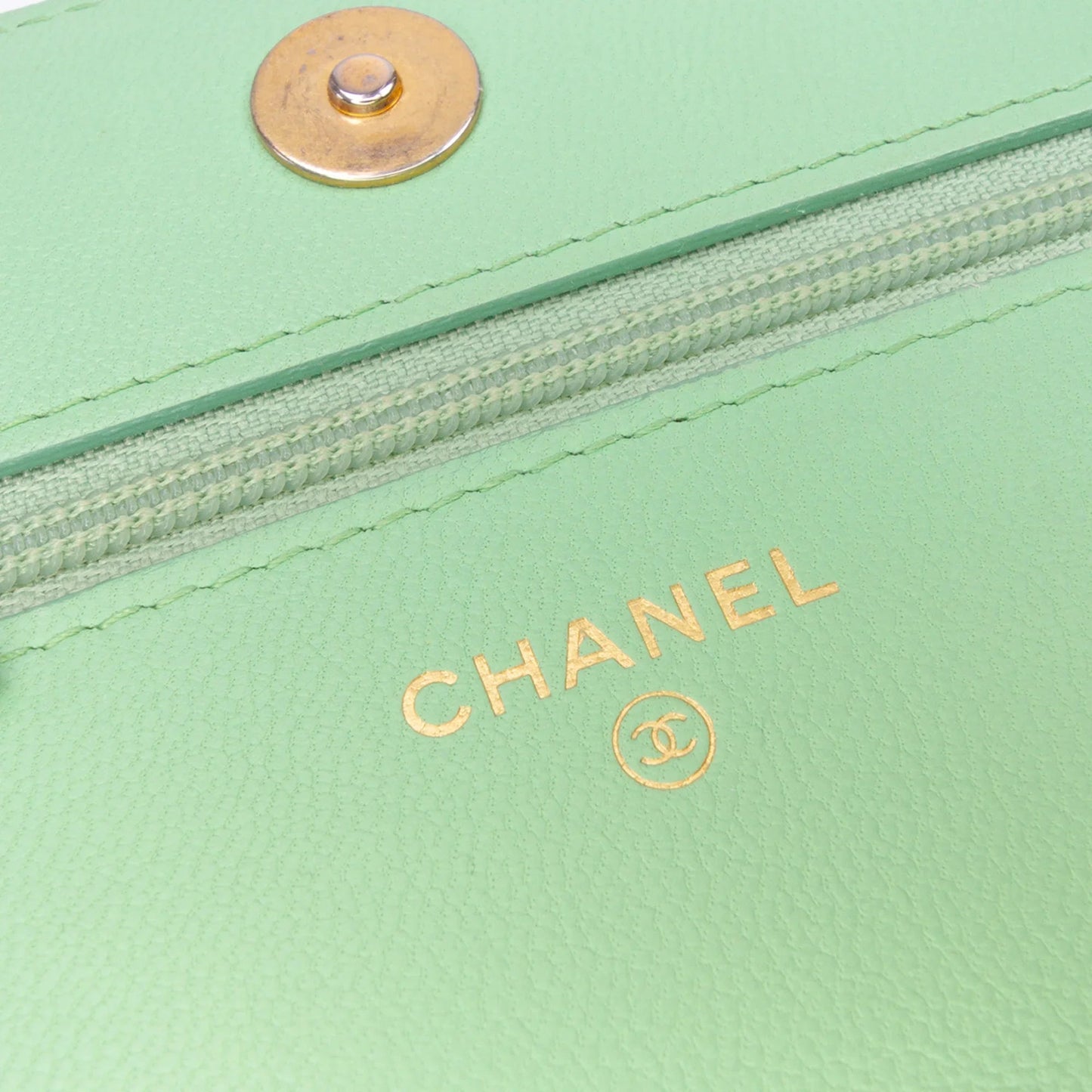 Green Chanel Quilted Lambskin 19 Wallet on Chain Satchel