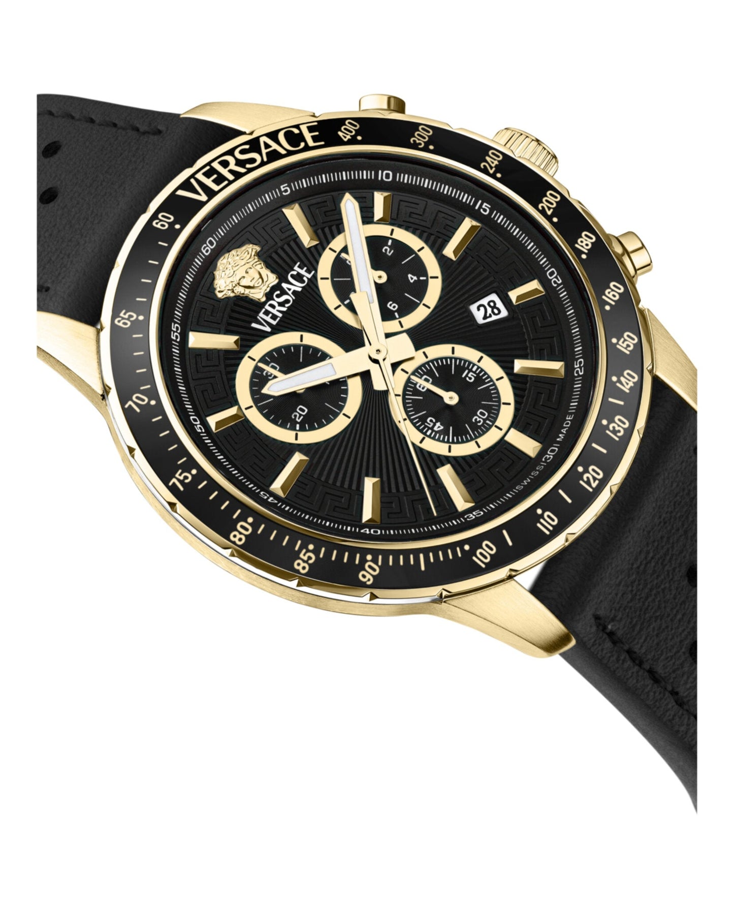 Versace Mens  Gold 44mm Strap Fashion Watch