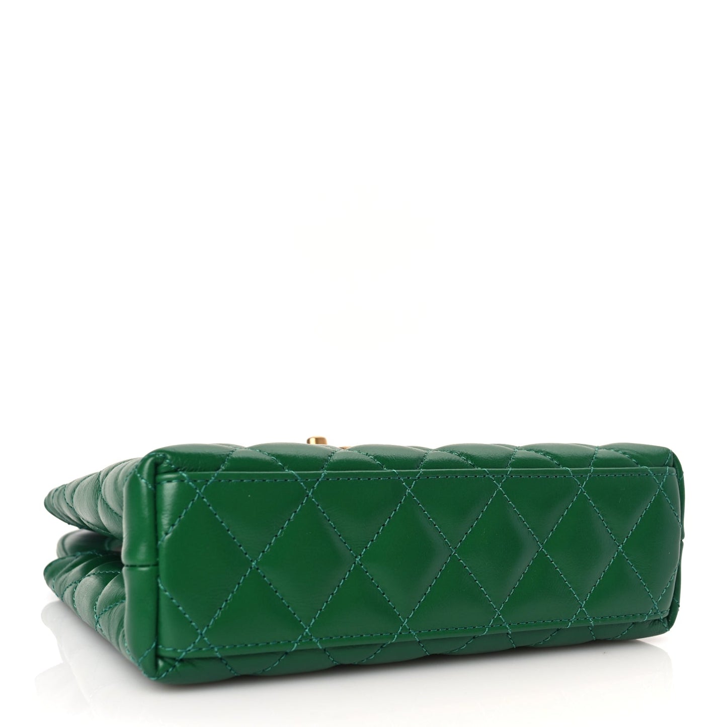 Chanel Shiny Aged Calfskin Quilted Nano Kelly Shopper Green