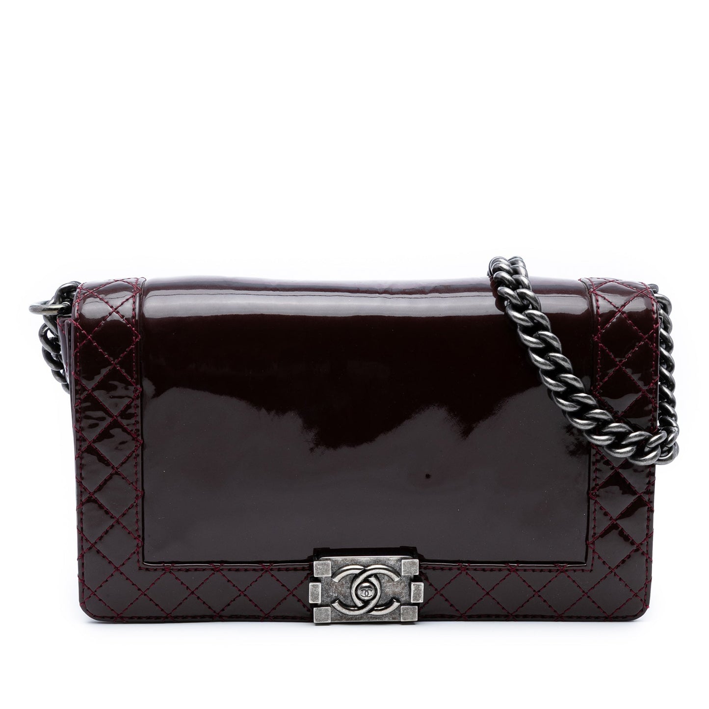 Red Chanel Medium Patent Boy Reverso Flap Crossbody Bag