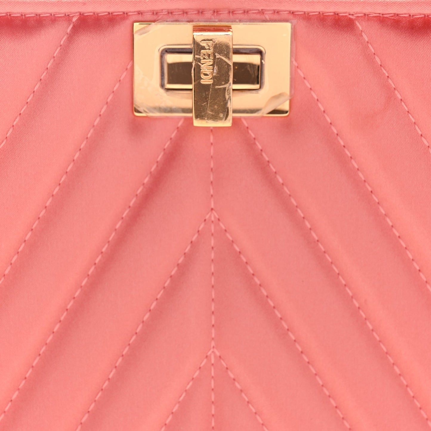 Fendi Raso Satin Trapunatato Medium Peekaboo I SEE U East West Satchel Rosa Quarzo Oro
