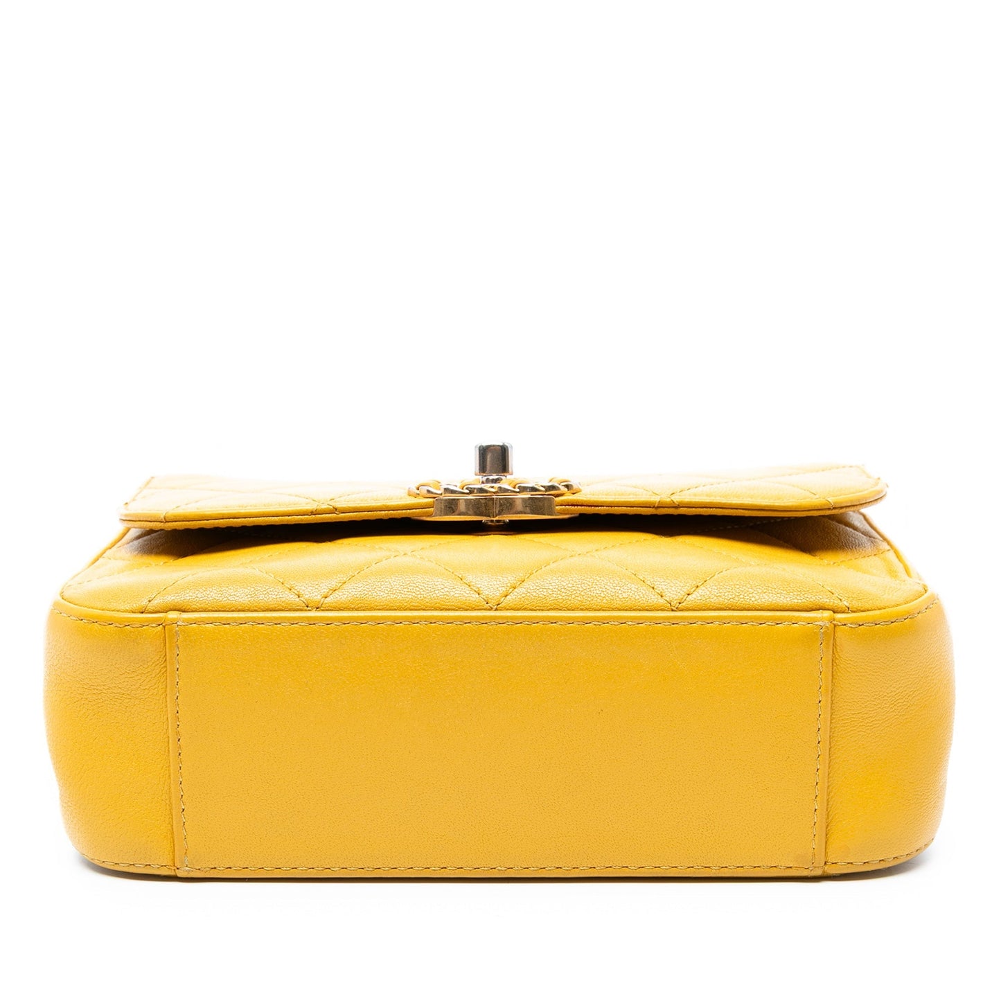 Yellow Chanel Small Quilted Lambskin Chain Infinity Top Handle Bag Satchel