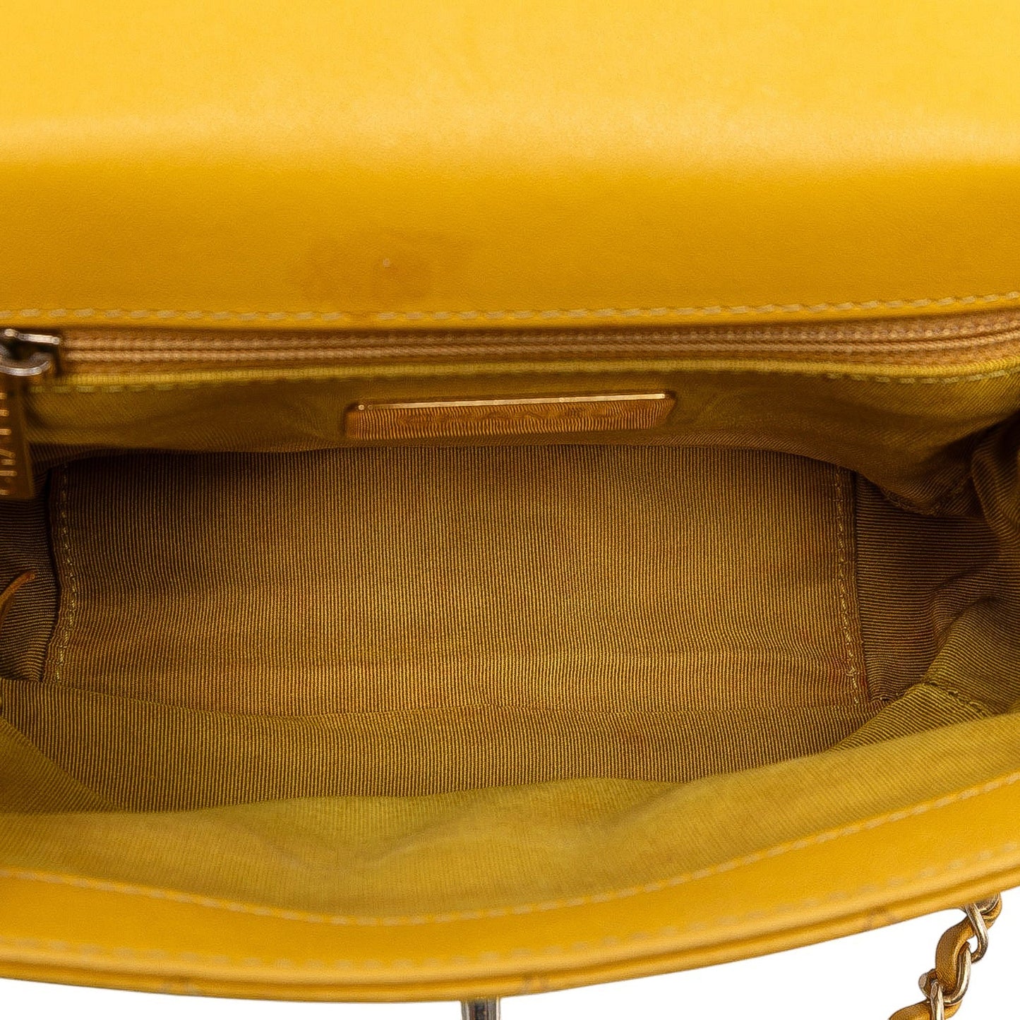 Yellow Chanel Small Quilted Lambskin Chain Infinity Top Handle Bag Satchel
