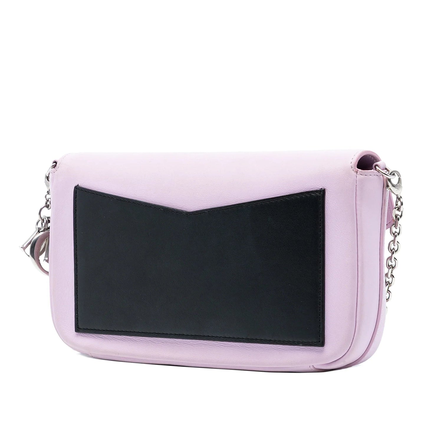 Pink Dior Tricolor Leather Turn Lock Wallet on Chain Crossbody Bag