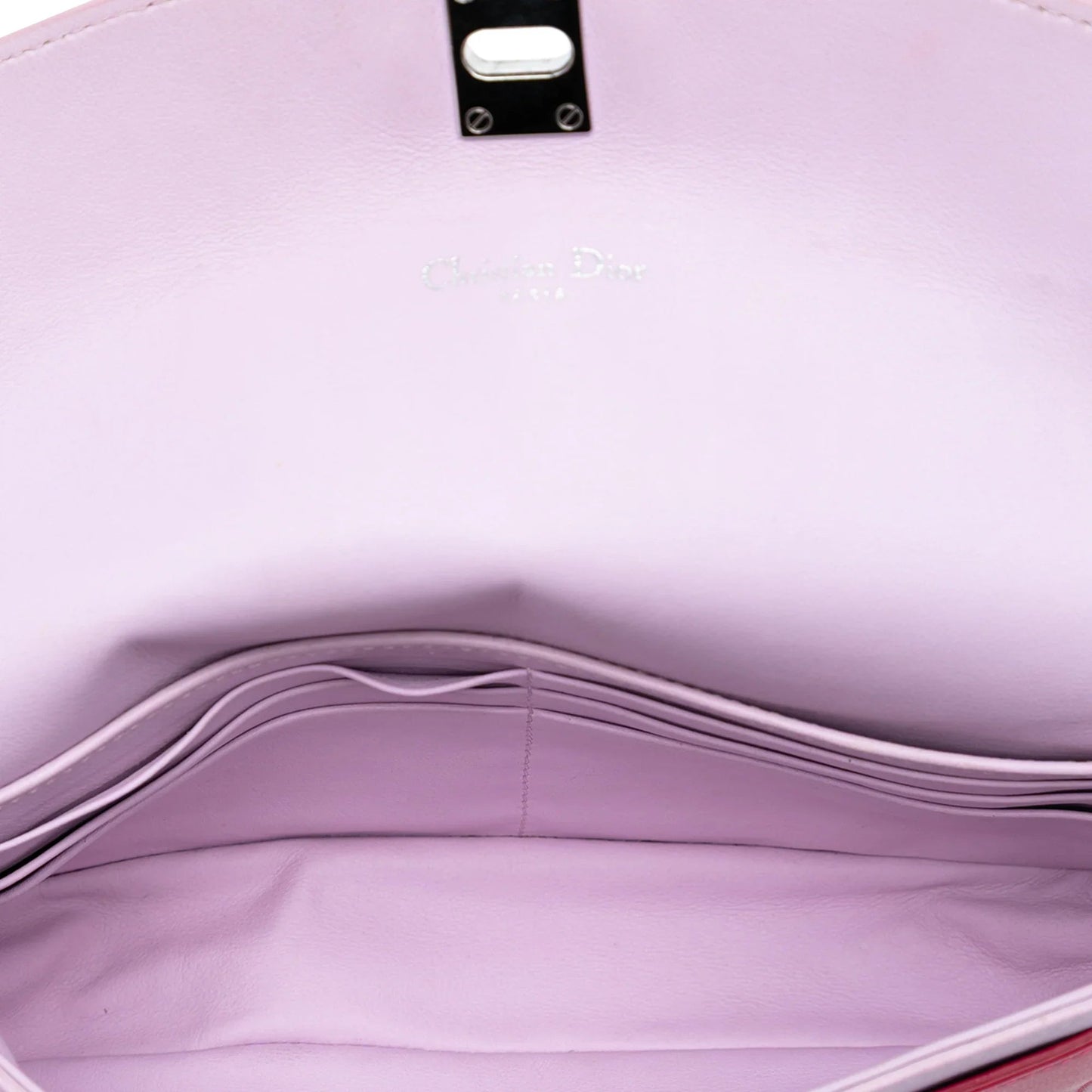Pink Dior Tricolor Leather Turn Lock Wallet on Chain Crossbody Bag