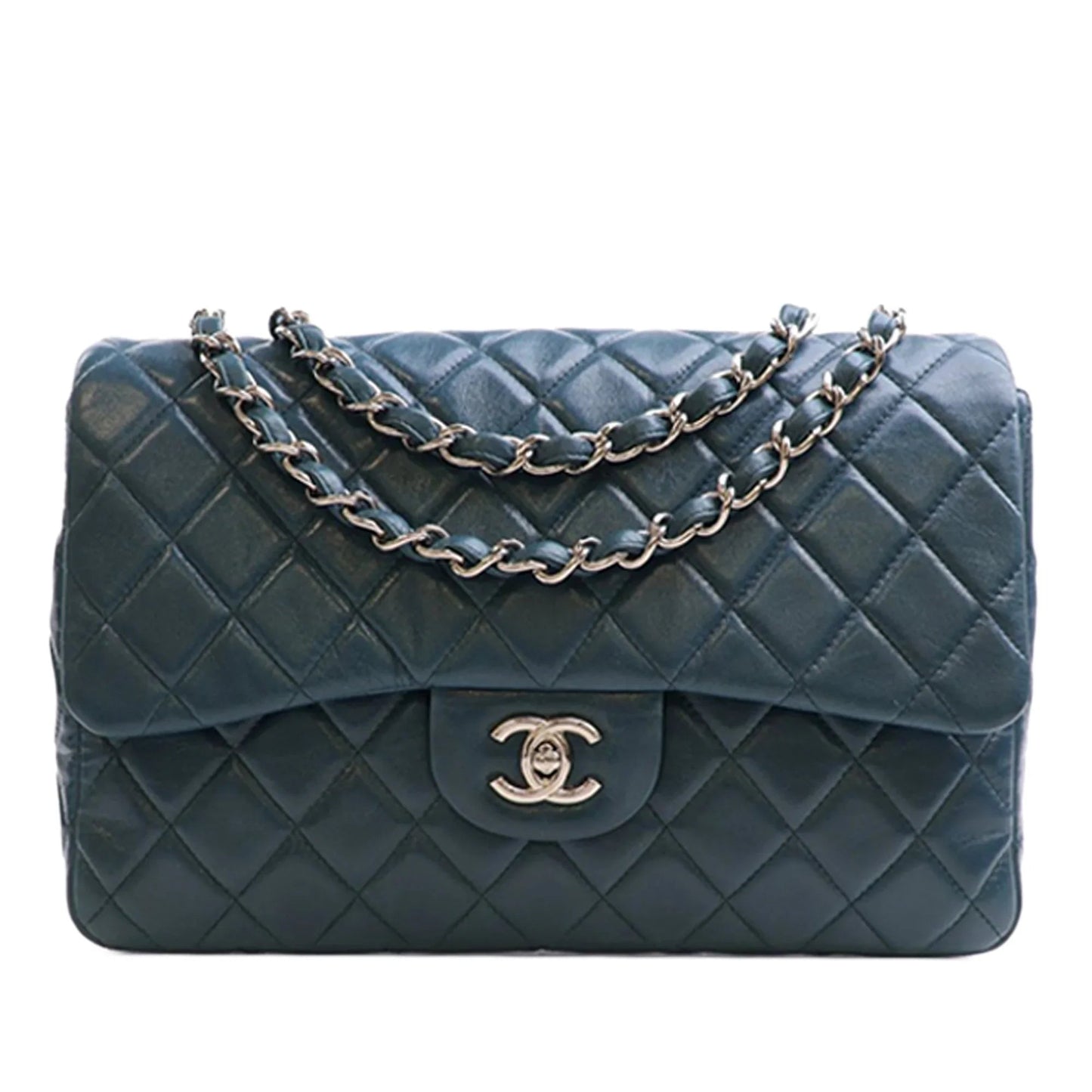Blue Chanel Jumbo Classic Lambskin Single Flap Shoulder Bag
