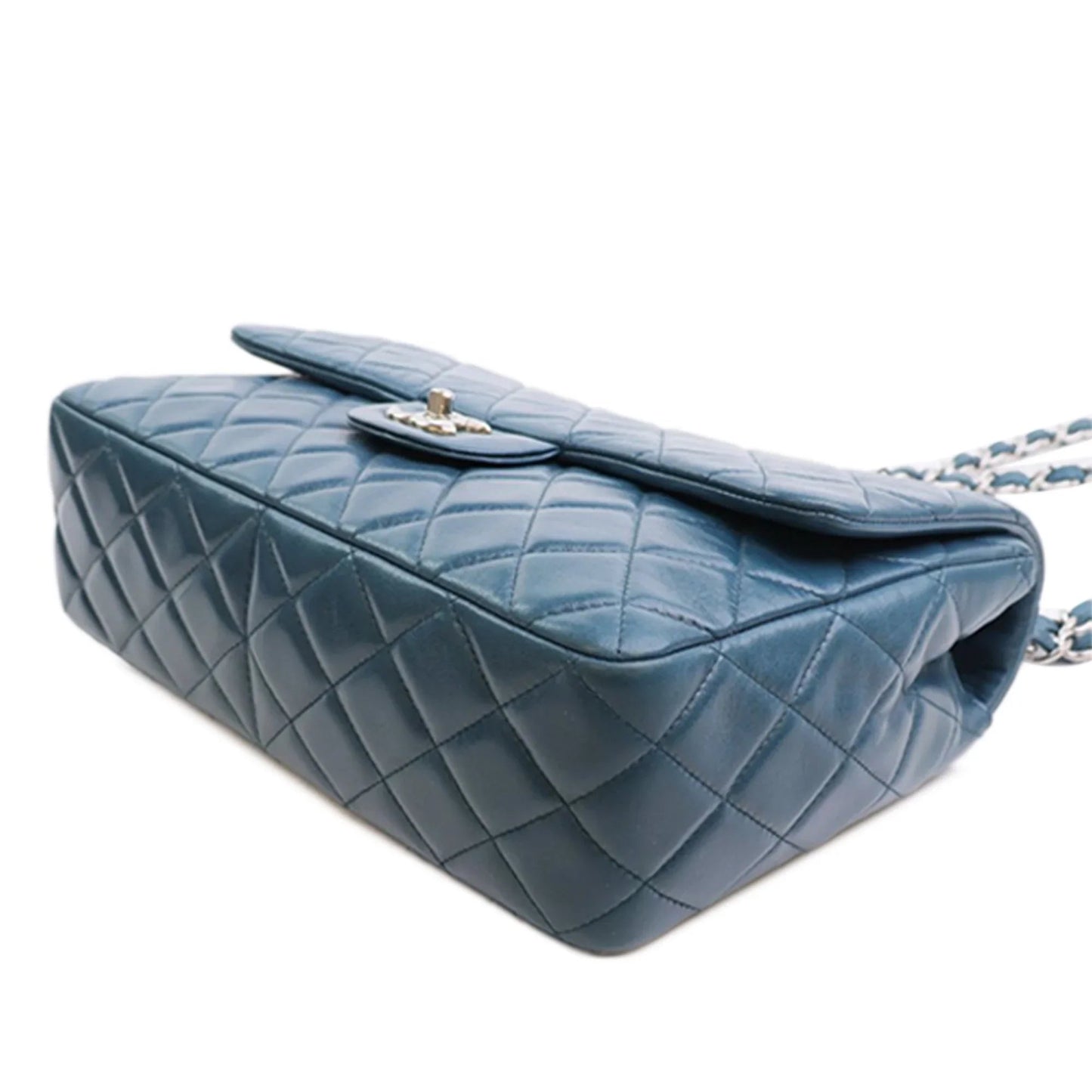 Blue Chanel Jumbo Classic Lambskin Single Flap Shoulder Bag