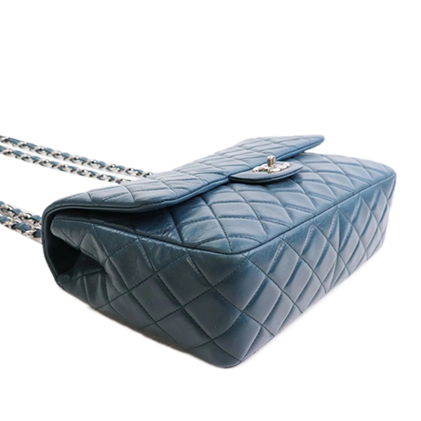 Blue Chanel Jumbo Classic Lambskin Single Flap Shoulder Bag
