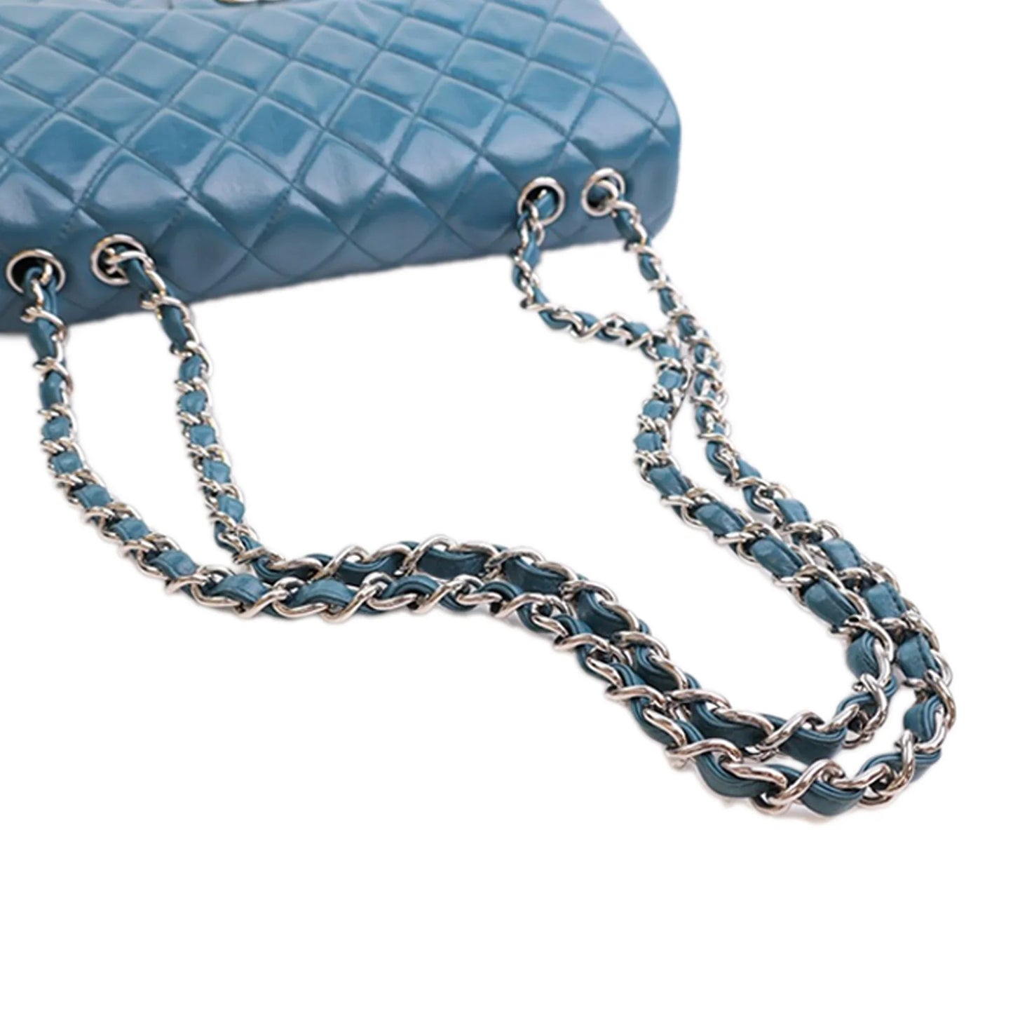 Blue Chanel Jumbo Classic Lambskin Single Flap Shoulder Bag