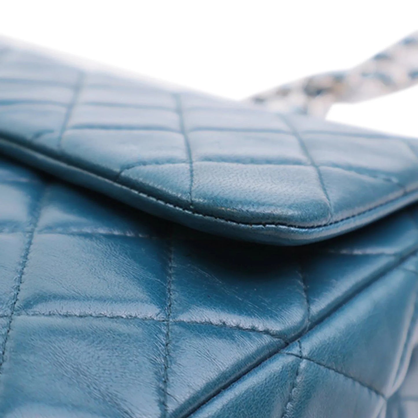Blue Chanel Jumbo Classic Lambskin Single Flap Shoulder Bag