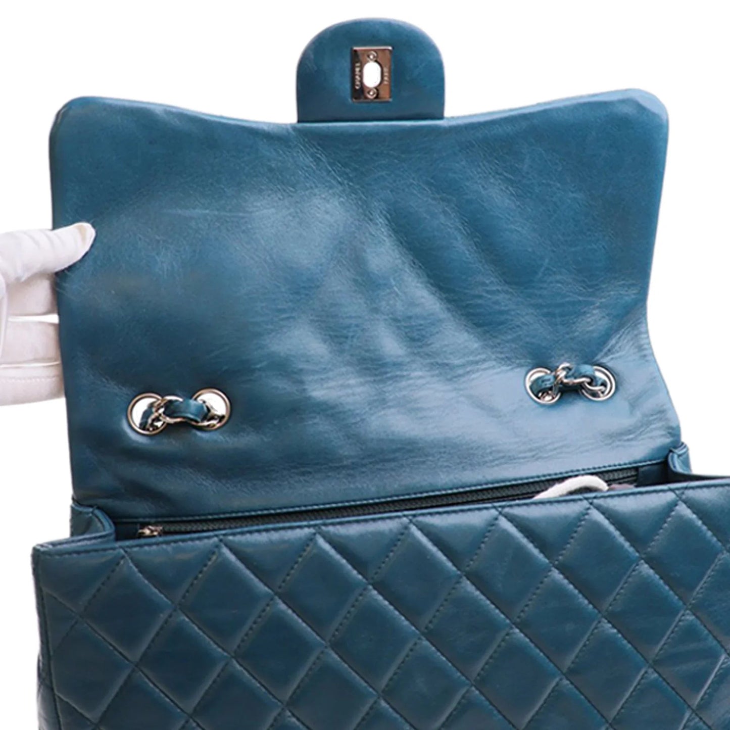 Blue Chanel Jumbo Classic Lambskin Single Flap Shoulder Bag