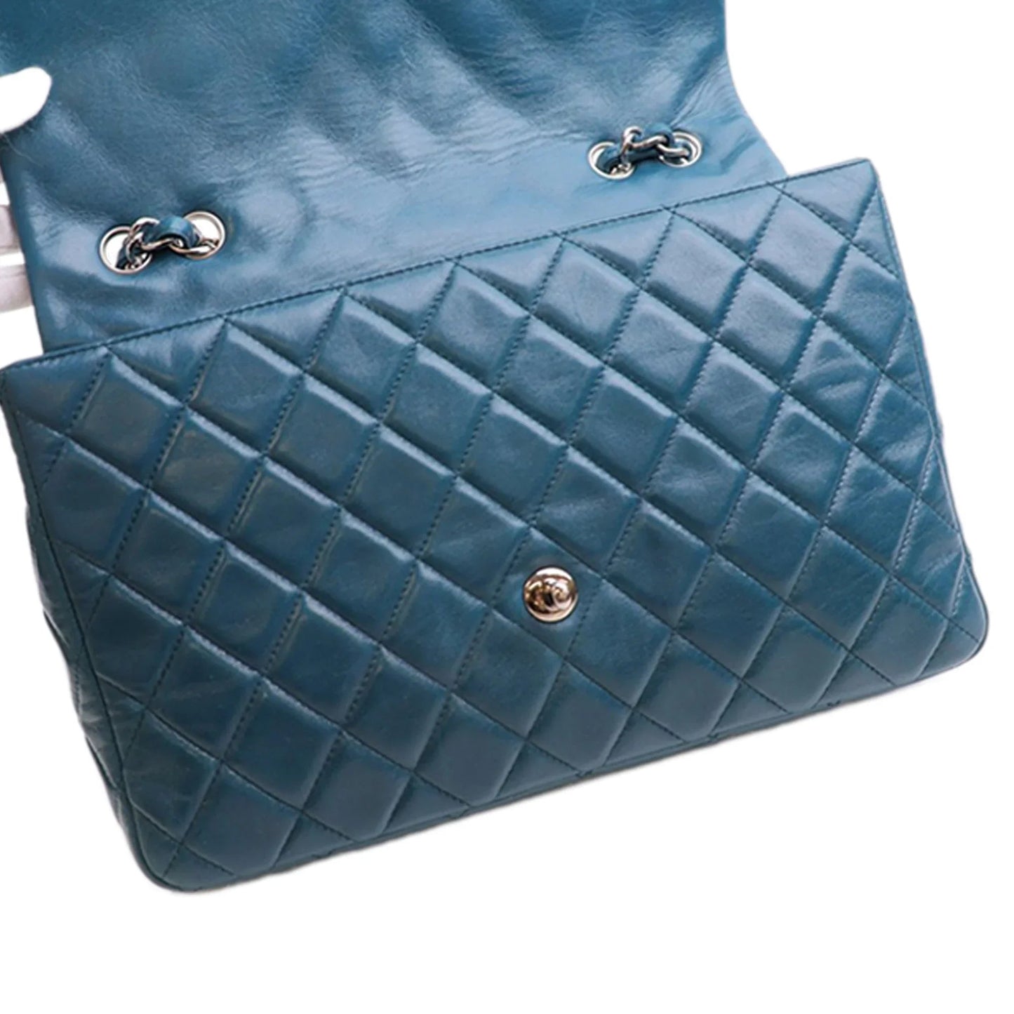 Blue Chanel Jumbo Classic Lambskin Single Flap Shoulder Bag