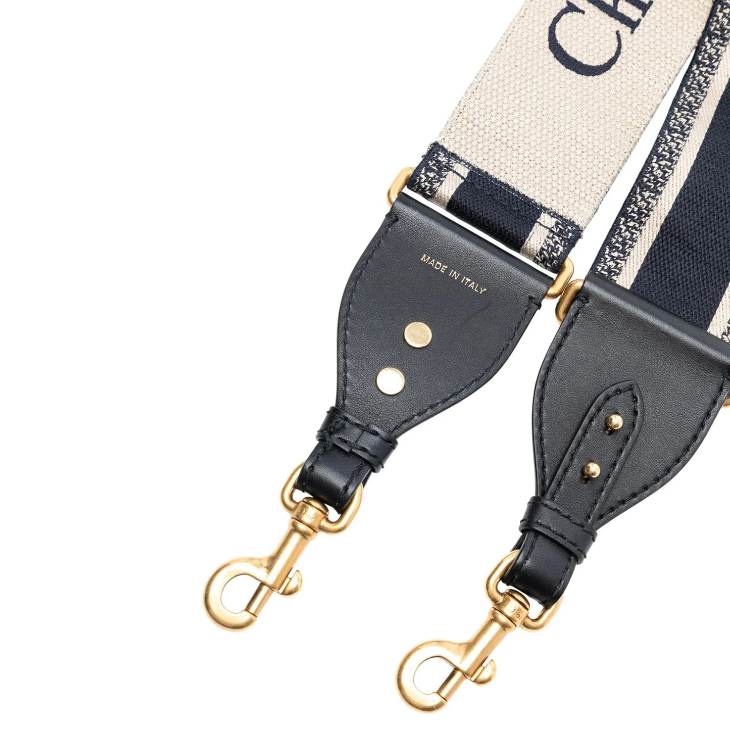 Blue Dior Embroidered Canvas Logo Shoulder Strap