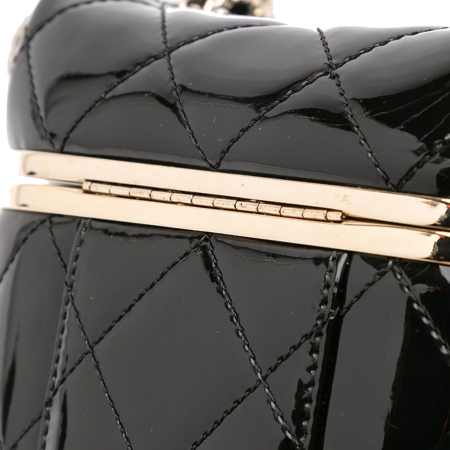 Black Chanel Quilted Patent Logo Chain Vanity Case