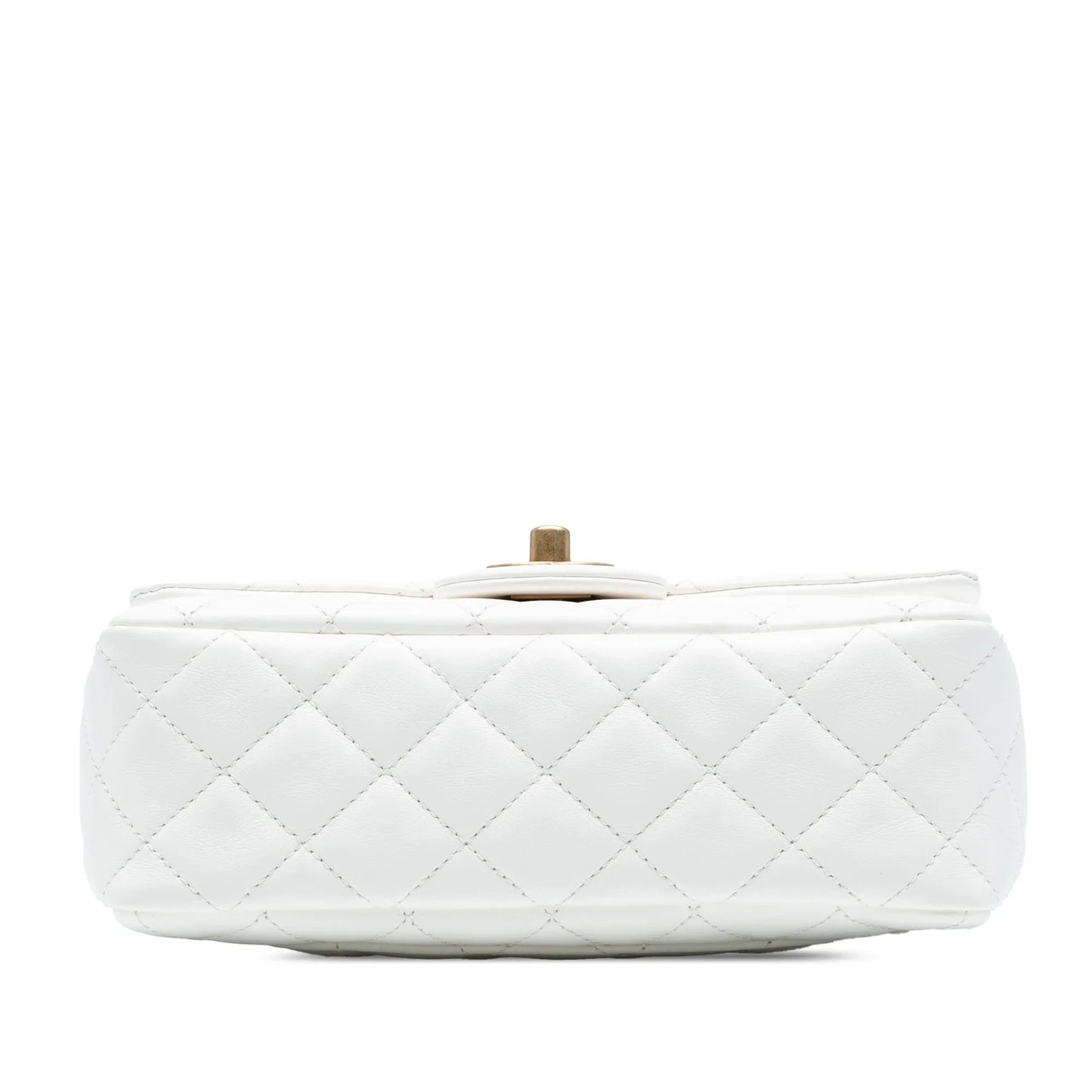 White Chanel Mini Rectangular Classic Lambskin Romance Single Flap Crossbody Bag