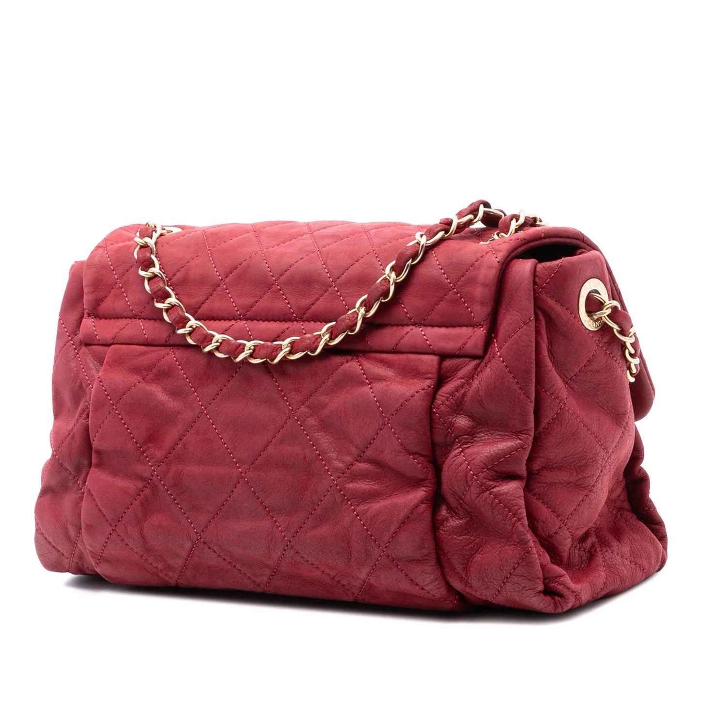 Red Chanel Large Aged Calfskin Chic Quilt Flap Shoulder Bag