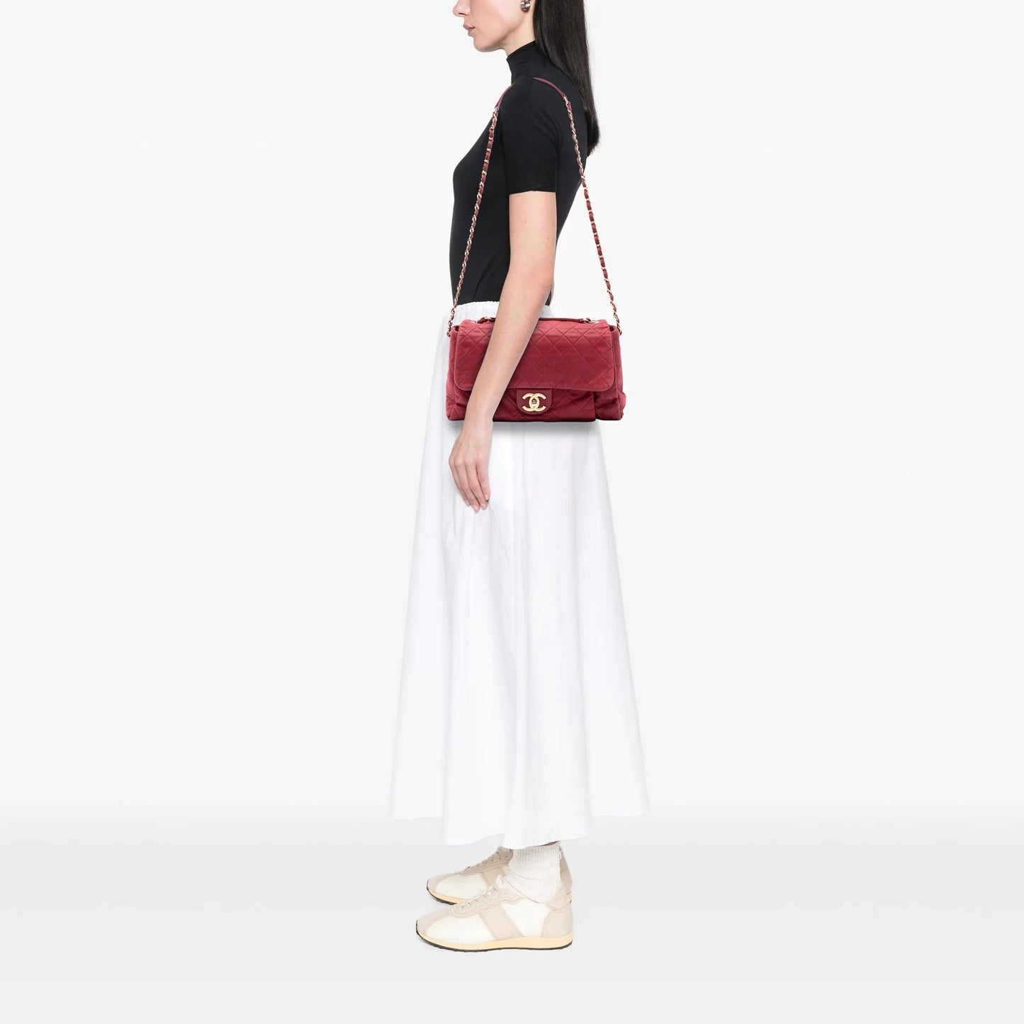 Red Chanel Large Aged Calfskin Chic Quilt Flap Shoulder Bag