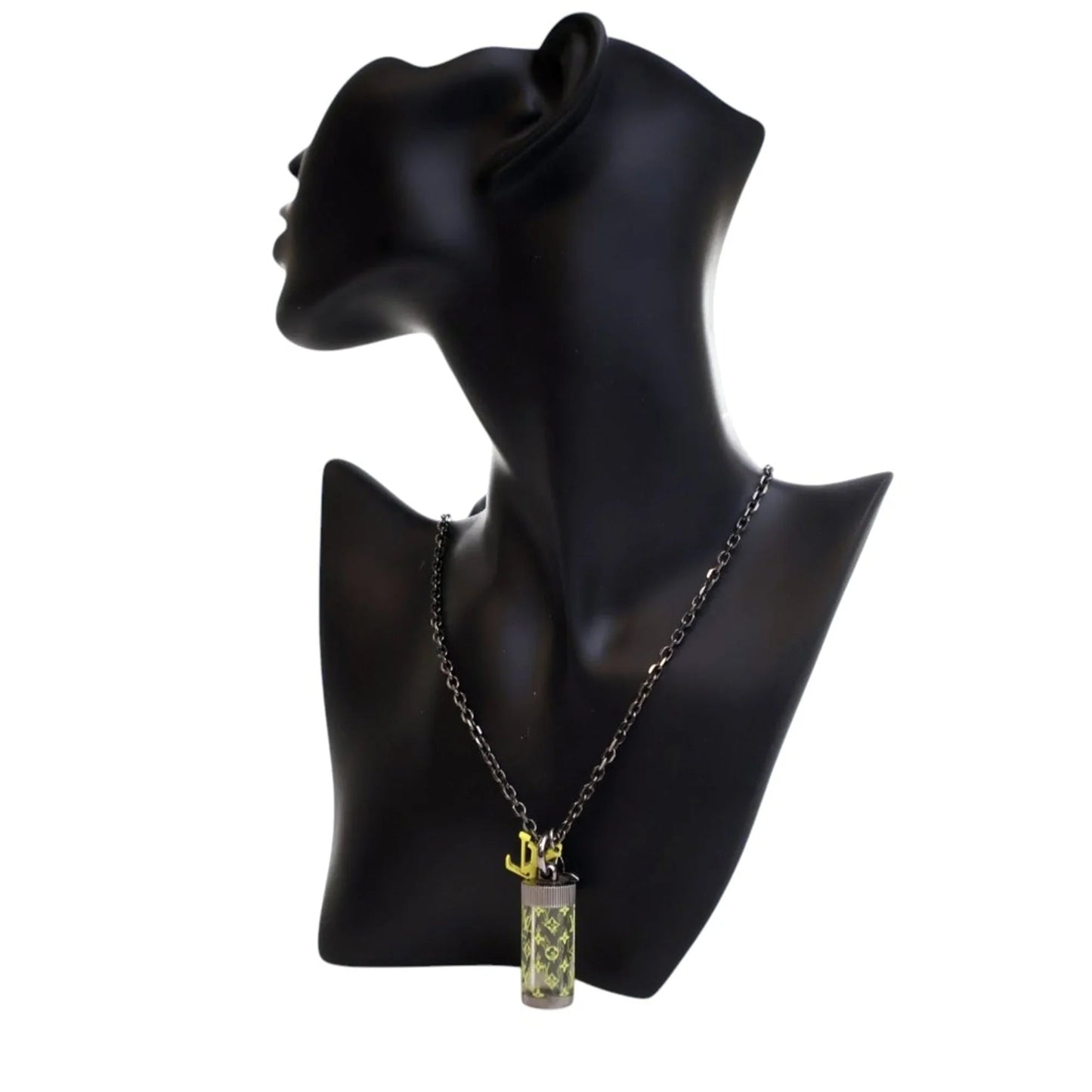 Silver Louis Vuitton Palladium Plated Monogram Message In A Bottle Pendant Necklace