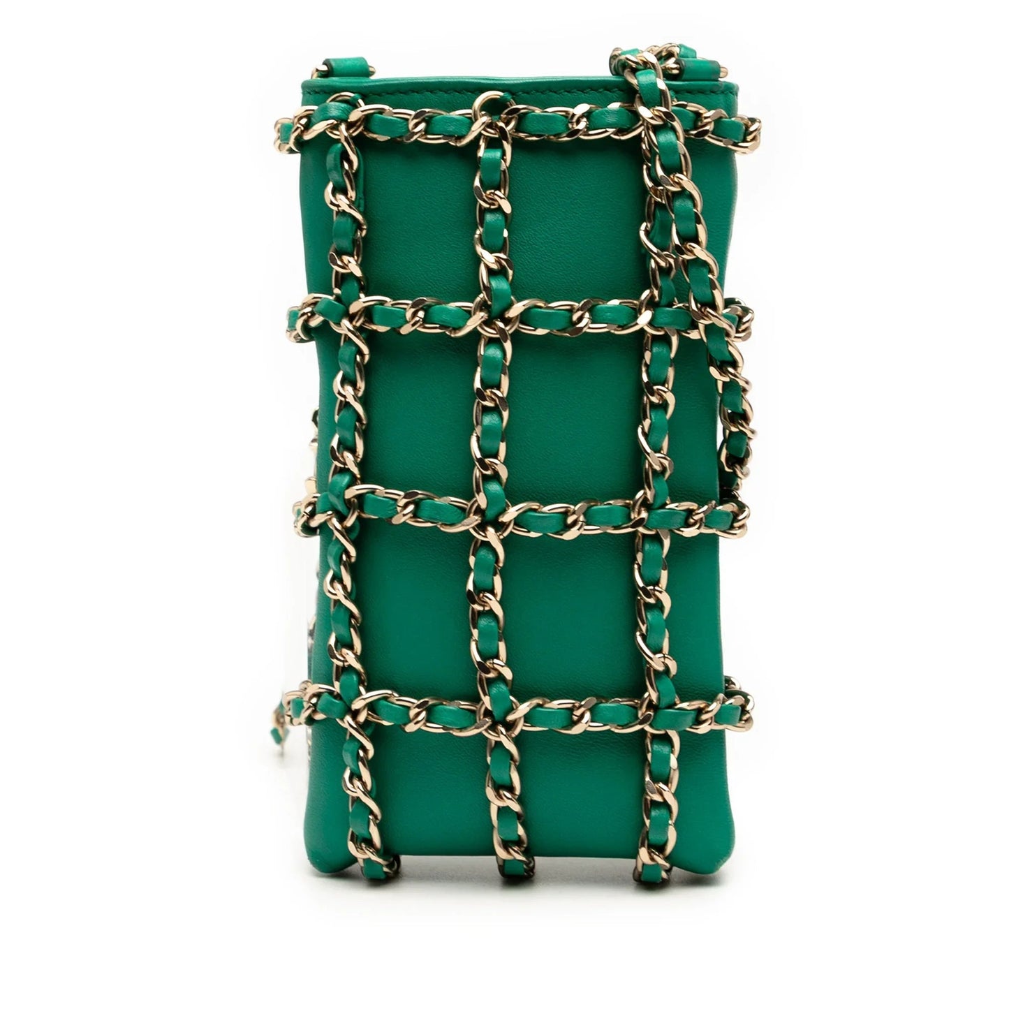Green Chanel Lambskin Tech Me Out Clutch With Chain Crossbody Bag