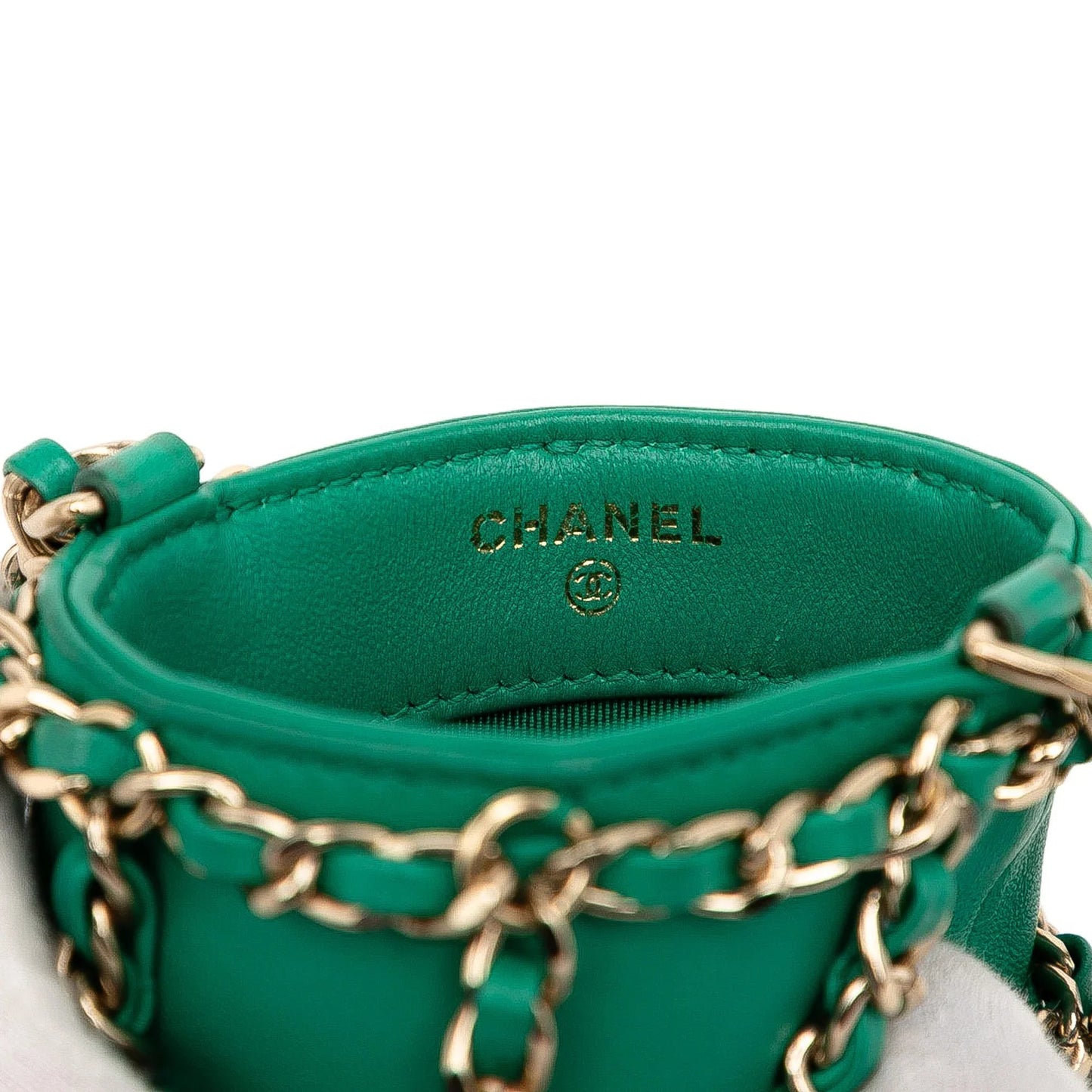 Green Chanel Lambskin Tech Me Out Clutch With Chain Crossbody Bag