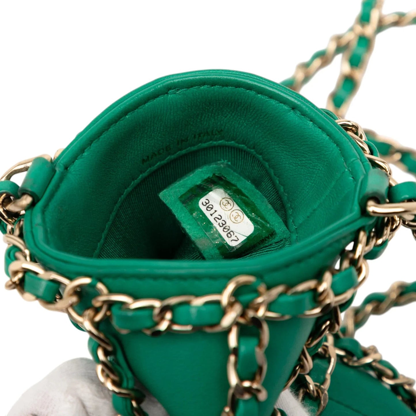 Green Chanel Lambskin Tech Me Out Clutch With Chain Crossbody Bag