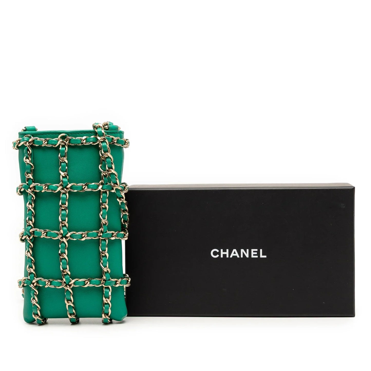 Green Chanel Lambskin Tech Me Out Clutch With Chain Crossbody Bag