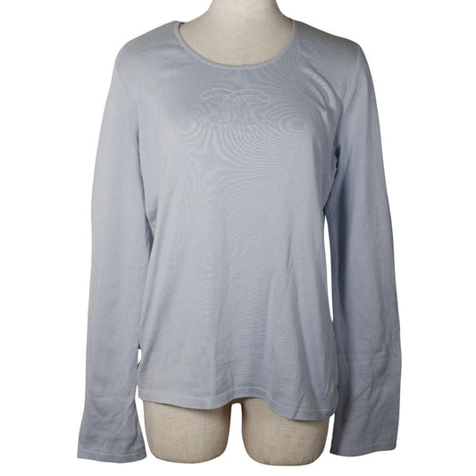 CHANEL knit P25278V01765 cotton light blue COCO Mark Women 46