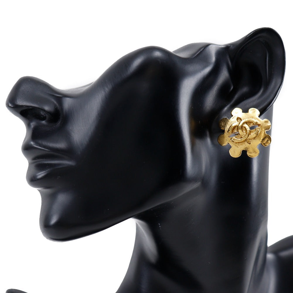 CHANEL Earring Plated Gold gold   COCO Mark Women