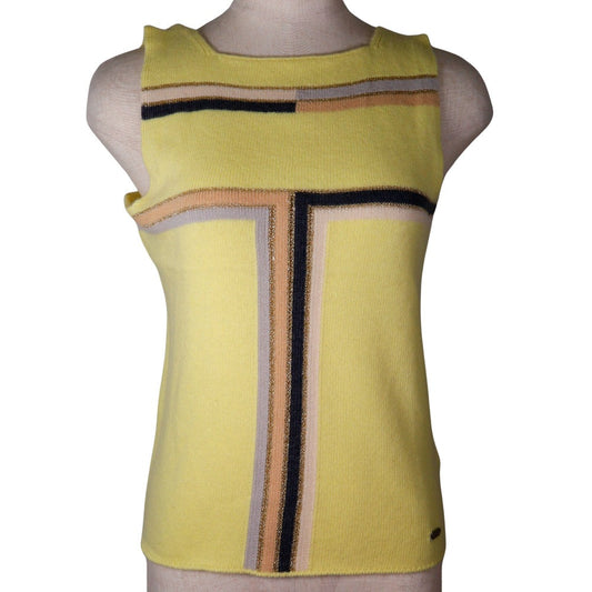 CHANEL knit P17019W02730 Cashmere, Rayon, Polyester yellow 01C No sleeve Women 40