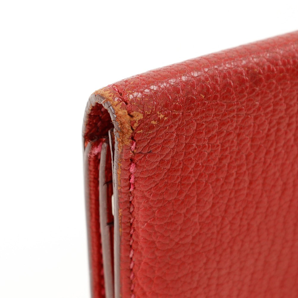 HERMES Bifold Wallet leather Red Beansufla Women  d