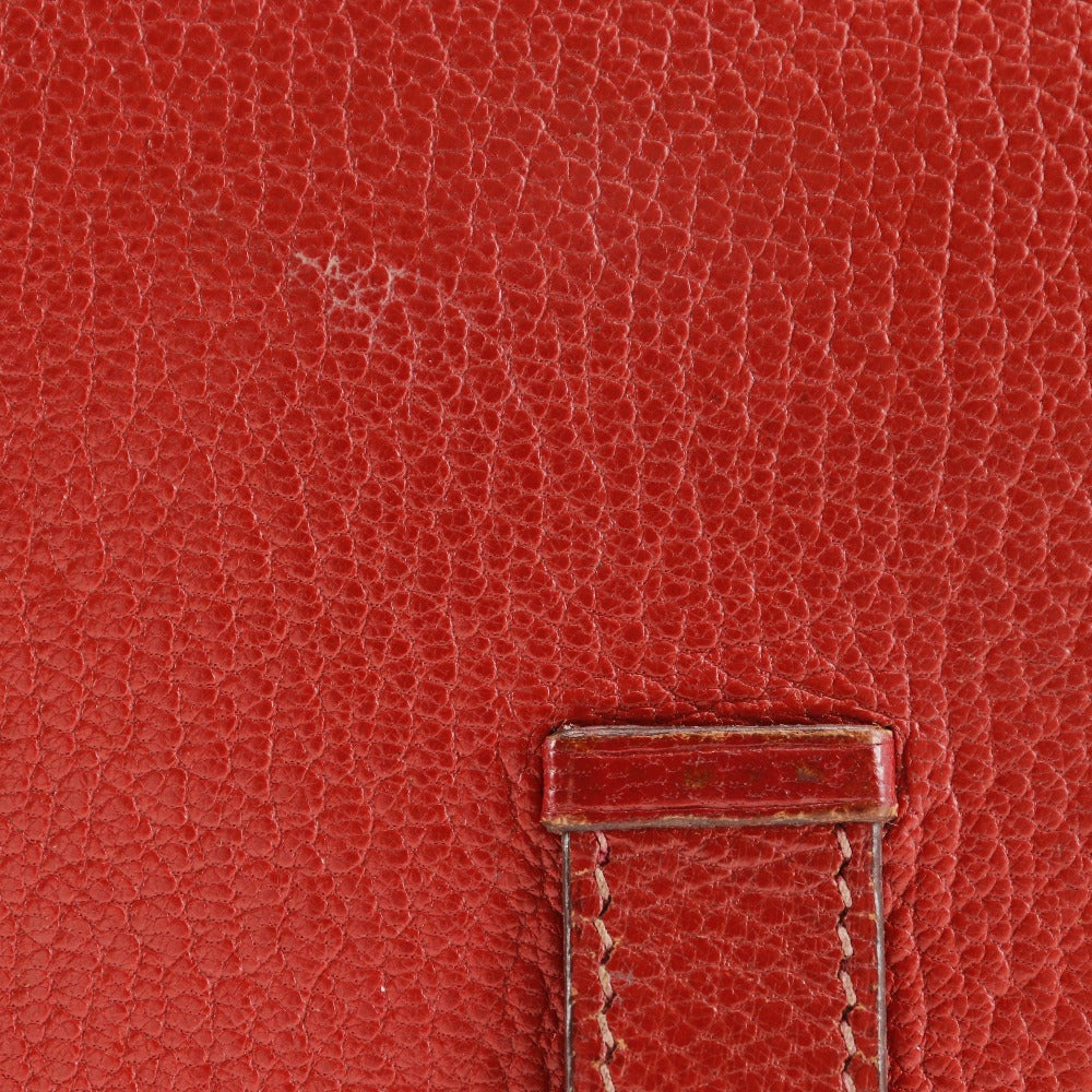 HERMES Bifold Wallet leather Red Beansufla Women  d