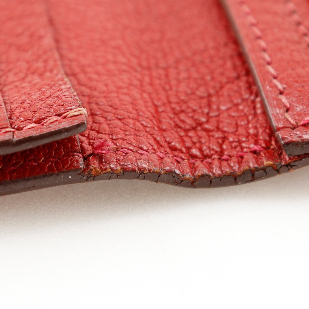 HERMES Bifold Wallet leather Red Beansufla Women  d