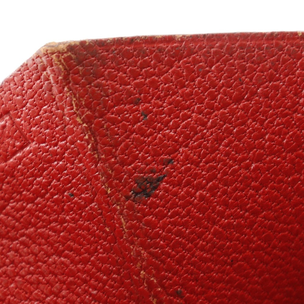 HERMES Bifold Wallet leather Red Beansufla Women  d