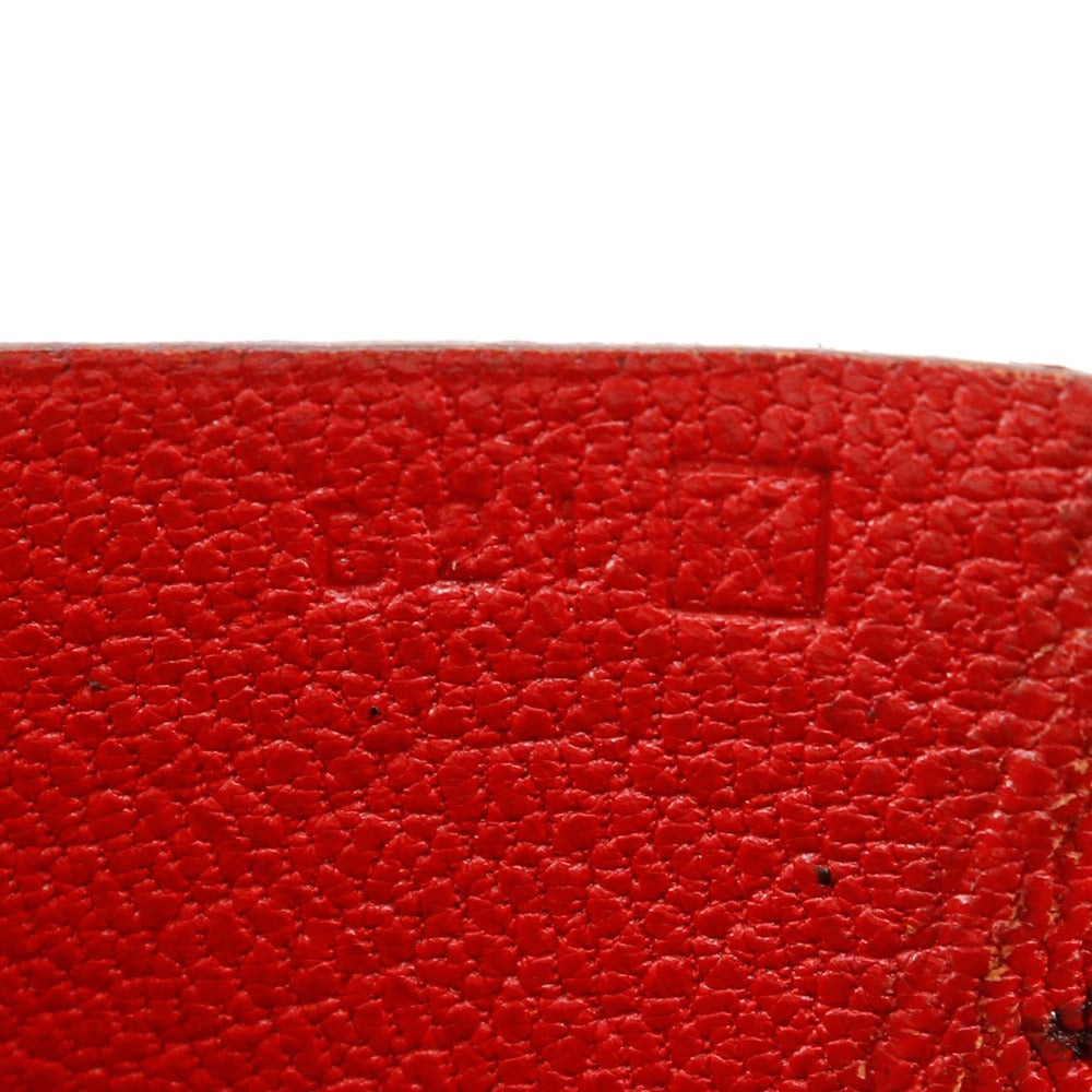 HERMES Bifold Wallet leather Red Beansufla Women  d