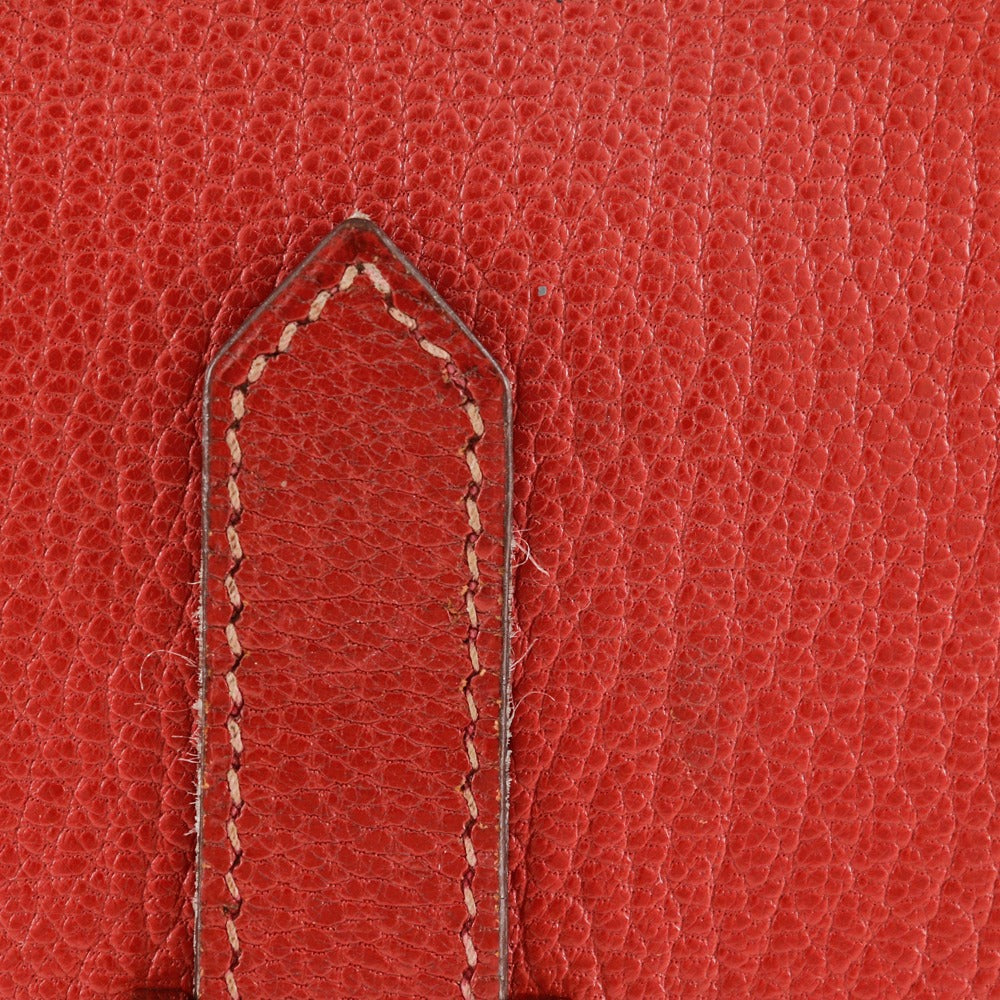 HERMES Bifold Wallet leather Red Beansufla Women  d